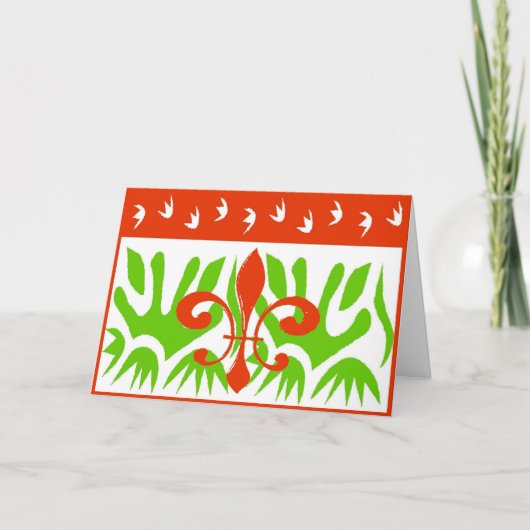 Fleur DE Lis Abstract Kerstmis Feestdagen Kaart (Voorkant)