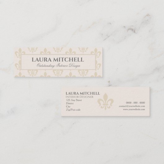 Fleur de Lis Alabaster Visitekaartje (Voorkant / Achterkant)