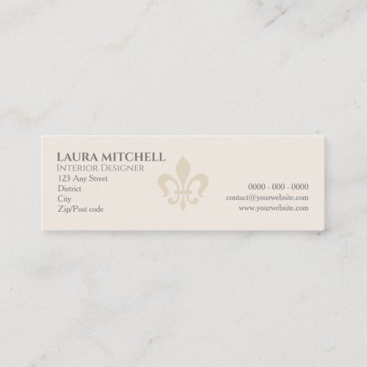 Fleur de Lis Alabaster Visitekaartje (Achterkant)