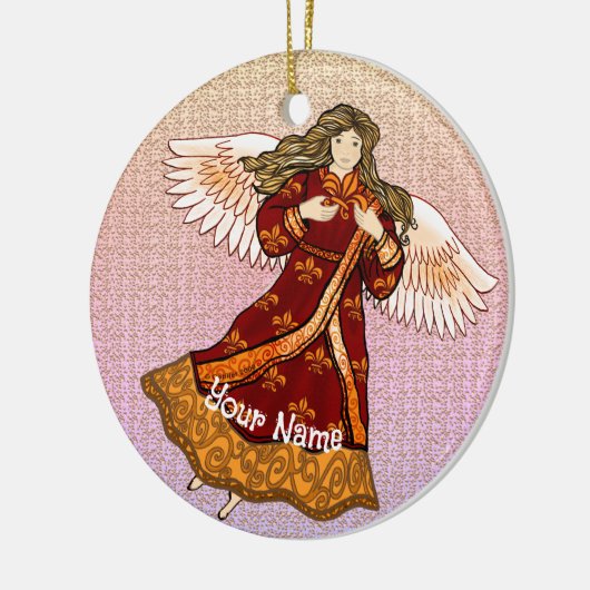 Fleur de lis angel keramisch ornament (Links)