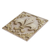 Fleur de Lis Antiek Cream Gold Beige Faux Relief Tegeltje (Zijkant)