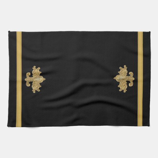 Fleur de Lis Antiek Gold Kitchen Towel Theedoek (Horizontaal)