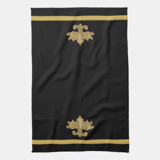 Fleur de Lis Antiek Gold Kitchen Towel Theedoek (Verticaal)