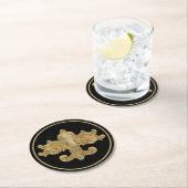 Fleur De Lis Antiek Gold Ronde Kartonnen Onderzetter (Insitu)