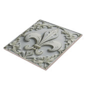 Fleur de Lis Antiek Grey Faux Relief Tegeltje (Zijkant)