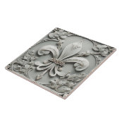 Fleur de Lis  Antiek Grey Faux Relief Tegeltje (Zijkant)