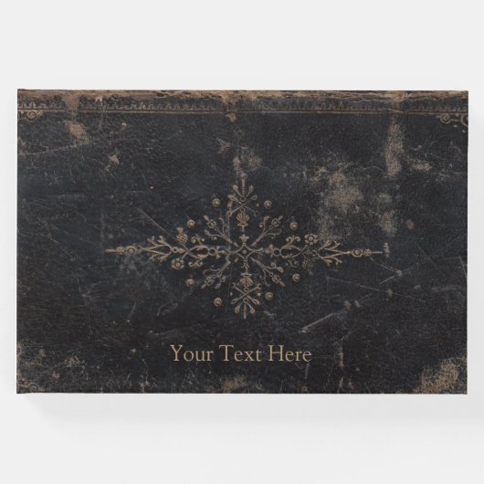 Fleur-de-lis Antiek Leder Gastenboek (Voorkant)