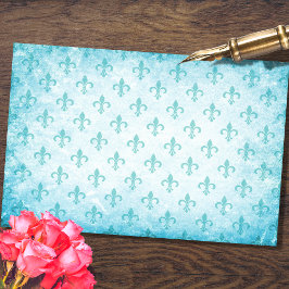 Fleur De Lis Aqua Decoupage papier