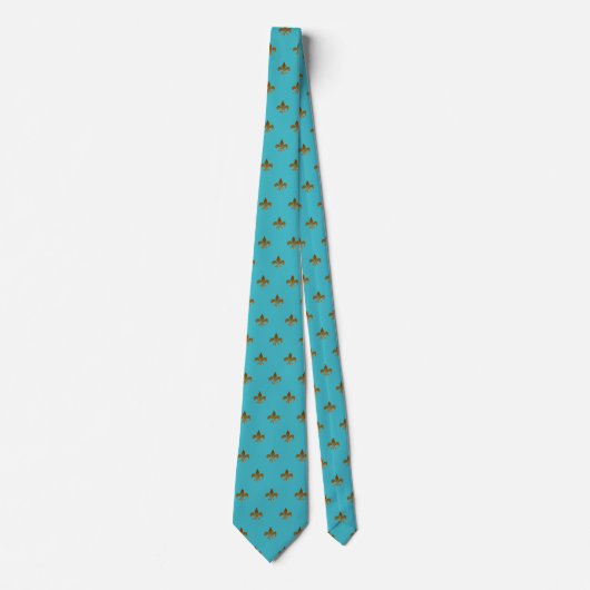 Fleur de lis/aqua marine Zazzle Stropdas (Voorkant)