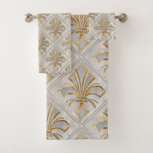 Fleur-de-lis Art Deco - parel en goud Bad Handdoek (Insitu)
