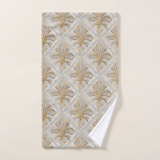 Fleur-de-lis Art Deco - parel en goud Bad Handdoek (Handdoek)