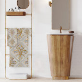 Fleur-de-lis Art Deco - parel en goud Bad Handdoek