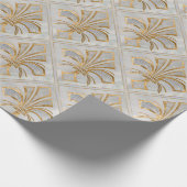 Fleur-de-lis Art Deco - parel en goud Cadeaupapier (Hoek)