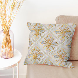 Fleur-de-lis Art Deco - parel en goud Kussen