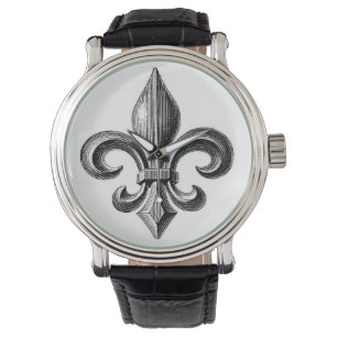 Fleur-de-Lis B&W Design polshorloge Horloge