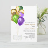 Fleur de Lis Balloon Baby of Vrijgezellenfeest per Kaart (Staand voorkant)