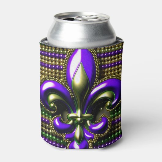Fleur de lis Beaded Mardi Gras Blikjeskoeler (Blikje Voorkant)