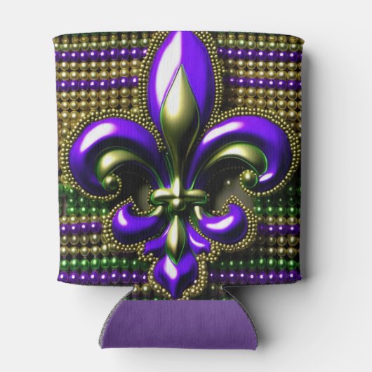 Fleur de lis Beaded Mardi Gras Blikjeskoeler (Achterkant)