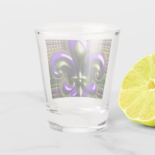 Fleur de lis Beaded Mardi Gras Shot Glas (Achterkant)