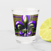 Fleur de lis Beaded Mardi Gras Shot Glas (Voorkant)