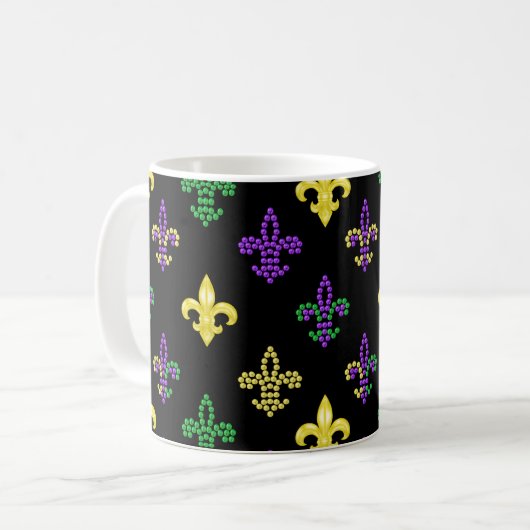 Fleur de Lis Beads - Black Coffee Mok (Voorkant links)