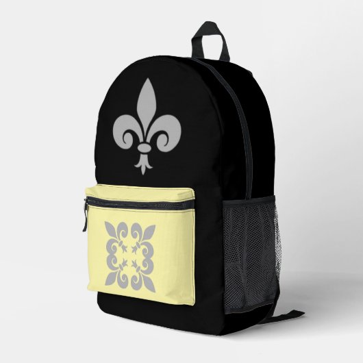 Fleur de Lis Bedrukte Rugzak (Achterkant Hoek Rechts)