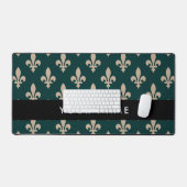 Fleur de Lis, Beige on Green, Royal, Your Name Bureaumat (Keyboard & Muis)