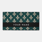 Fleur de Lis, Beige on Green, Royal, Your Name Bureaumat (Voorkant)