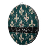 Fleur de Lis, Beige on Green, Royal, Your Name Dartbord (Voorkant Rechts)