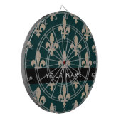 Fleur de Lis, Beige on Green, Royal, Your Name Dartbord (Voorkant Links)