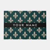 Fleur de Lis, Beige on Green, Royal, Your Name Deurmat (Voorkant)