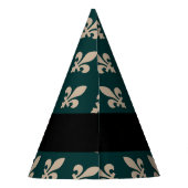 Fleur de Lis, Beige on Green, Royal, Your Name Feesthoedjes (Achterkant)