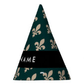 Fleur de Lis, Beige on Green, Royal, Your Name Feesthoedjes (Rechts)