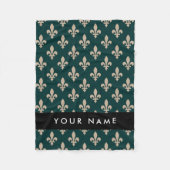 Fleur de Lis, Beige on Green, Royal, Your Name Fleece Deken (Voorkant)