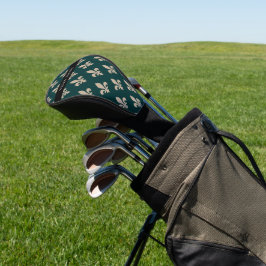 Fleur de Lis, Beige on Green, Royal, Your Name Golfheadcover