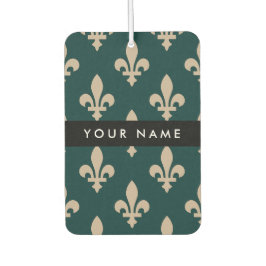Fleur de Lis, Beige on Green, Royal, Your Name Luchtverfrisser