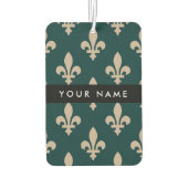 Fleur de Lis, Beige on Green, Royal, Your Name Luchtverfrisser (Achterkant)