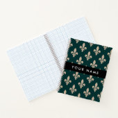 Fleur de Lis, Beige on Green, Royal, Your Name Notitieboek (Binnen)