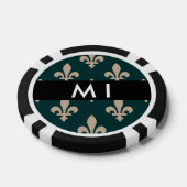 Fleur de Lis, Beige on Green, Royal, Your Name Poker Chips (Enkel)