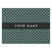 Fleur de Lis, Beige on Green, Royal, Your Name Tafelkleed (Voorkant (Horizontaal))