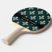 Fleur de Lis, Beige on Green, Royal, Your Name Tafeltennisbatje (Voorkant Gekanteld)