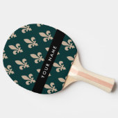 Fleur de Lis, Beige on Green, Royal, Your Name Tafeltennisbatje (Zijkant)
