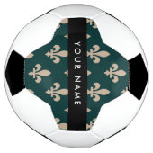 Fleur de Lis, Beige on Green, Royal, Your Name Voetbal (Gedraaid)