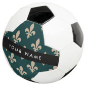 Fleur de Lis, Beige on Green, Royal, Your Name Voetbal (Drie kwart)