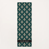 Fleur de Lis, Beige on Green, Royal, Your Name Yogamat (Voorkant)