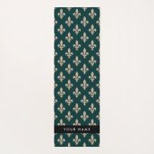 Fleur de Lis, Beige on Green, Royal, Your Name Yogamat (Achterkant)