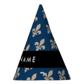 Fleur de Lis, Beige on Navy Blue, Royal, Your Name Feesthoedjes (Rechts)