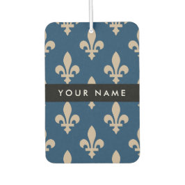 Fleur de Lis, Beige on Navy Blue, Royal, Your Name Luchtverfrisser