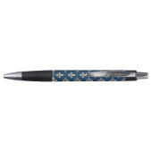 Fleur de Lis, Beige on Navy Blue, Royal, Your Name Pen (Achterkant)