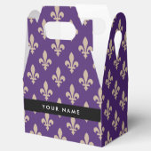 Fleur de Lis, Beige on Purple, Royal, Your Name Bedankdoosjes (Geopend)